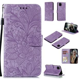 For Huawei Y5P / Honor 9S Lace Flower Embossing Pattern Horizontal Flip Leather Case , with Holder & Card Slots & Wallet & Photo Frame & Lanyard(Purple)