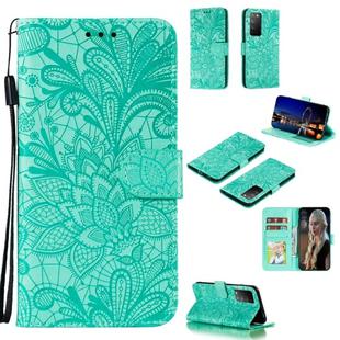 For Huawei Honor X10 Lace Flower Embossing Pattern Horizontal Flip Leather Case , with Holder & Card Slots & Wallet & Photo Frame & Lanyard(Green)