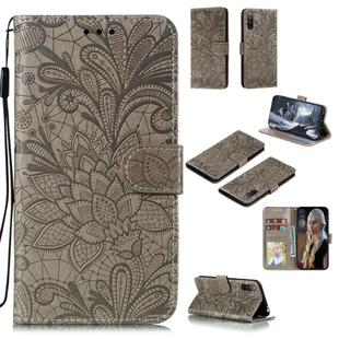 For Sony Xperia L4 Lace Flower Embossing Pattern Horizontal Flip Leather Case , with Holder & Card Slots & Wallet & Photo Frame & Lanyard(Grey)