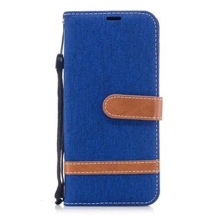 Color Matching Denim Texture Leather Case for Galaxy A8 / A530, with Holder & Card Slots & Wallet & Lanyard(Royal blue)