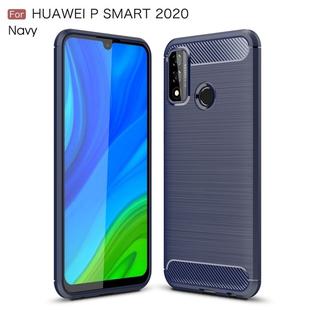 For Huawei P smart 2020 Brushed Texture Carbon Fiber TPU Case(Navy Blue)