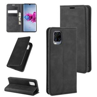 For ZTE Axon 11 Retro-skin Business Magnetic Suction Leather Case with Holder & Card Slots & Wallet(Black)