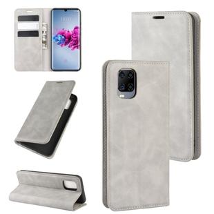 For ZTE Axon 11 Retro-skin Business Magnetic Suction Leather Case with Holder & Card Slots & Wallet(Grey)