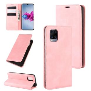 For ZTE Axon 11 Retro-skin Business Magnetic Suction Leather Case with Holder & Card Slots & Wallet(Pink)