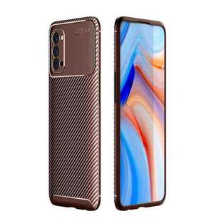 For OPPO Reno4 4G Carbon Fiber Texture Shockproof TPU Case(Brown)