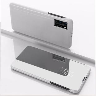 For Huawei Y6P/Honor 9A Plated Mirror Horizontal Flip Leather Case with Holder(Silver)