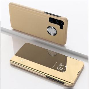 For Samsung Galaxy M11 Plated Mirror Horizontal Flip Leather Case with Holder(Gold)