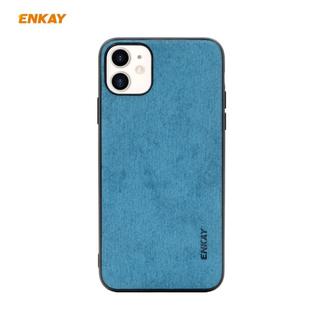 For iPhone 11 ENKAY ENK-PC028 Business Series Fabric Texture PU Leather + TPU Soft Slim Case(Blue)