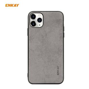 For iPhone 11 Pro Max ENKAY ENK-PC030 Business Series Fabric Texture PU Leather + TPU Soft Slim Case Cover(Grey)