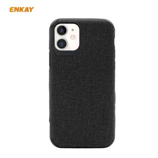 For iPhone 11 ENKAY ENK-PC031 Business Series Denim Texture PU Leather + TPU Soft Slim Case Cover(Black)