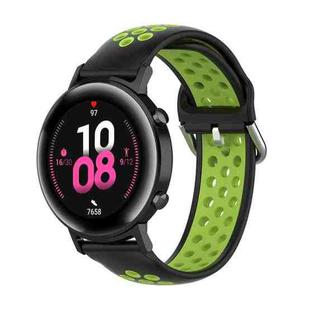 22mm For Huawei Watch GT2e/GT/GT2 46MM Fashion Inner Buckle Silicone Watch Band(Black green)