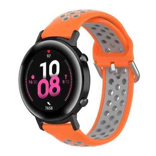 20mm For Huami Amazfit GTS / Samsung Galaxy Watch Active 2 / Huawei Watch GT2 42MM Inner Buckle Silicone Watch Band(Orange grey)