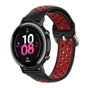 20mm For Huami Amazfit GTS / Samsung Galaxy Watch Active 2 / Huawei Watch GT2 42MM Inner Buckle Silicone Watch Band(Black red)