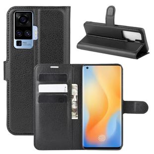 For vivo X50 Pro Litchi Texture Horizontal Flip Protective Case with Holder & Card Slots & Wallet(Black)