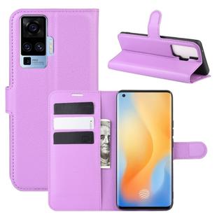 For vivo X50 Pro Litchi Texture Horizontal Flip Protective Case with Holder & Card Slots & Wallet(Purple)