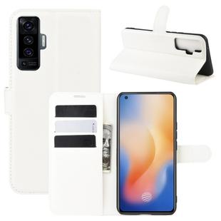 For vivo X50 Litchi Texture Horizontal Flip Protective Case with Holder & Card Slots & Wallet(White)