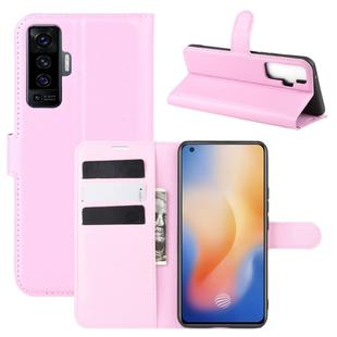 For vivo X50 Litchi Texture Horizontal Flip Protective Case with Holder & Card Slots & Wallet(Pink)