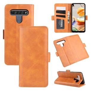 For LG K61 Dual-side Magnetic Buckle Horizontal Flip Leather Case with Holder & Card Slots & Wallet(Yellow)