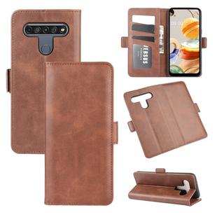 For LG K61 Dual-side Magnetic Buckle Horizontal Flip Leather Case with Holder & Card Slots & Wallet(Brown)