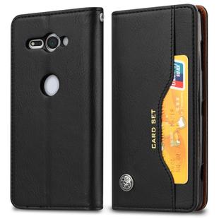 Knead Skin Texture Horizontal Flip Leather Case for Sony Xperia XZ2 Compact, with Photo Frame & Holder & Card Slots & Wallet(Black)