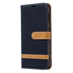 Color Matching Denim Texture Leather Case for Galaxy A20 / A30, with Holder & Card Slots & Wallet & Lanyard(Black)