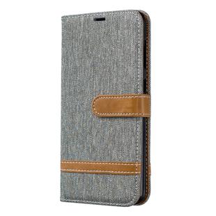Color Matching Denim Texture Leather Case for Galaxy A20 / A30, with Holder & Card Slots & Wallet & Lanyard(Gray)