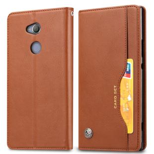 Knead Skin Texture Horizontal Flip Leather Case for Sony Xperia XA2, with Photo Frame & Holder & Card Slots & Wallet(Brown)