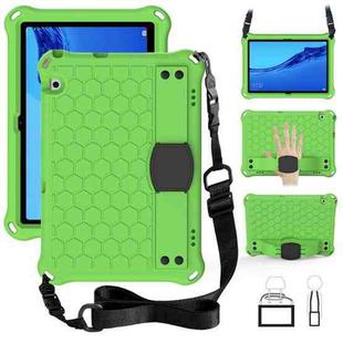 For Huawei MediaPad T5 10.1 Honeycomb Design EVA + PC Material Four Corner Anti Falling Flat Protective Shell With Strap(Green+Black)