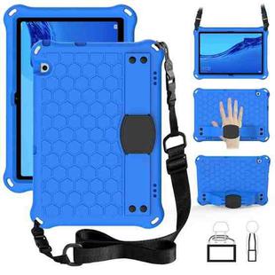 For Huawei MediaPad T5 10.1 Honeycomb Design EVA + PC Material Four Corner Anti Falling Flat Protective Shell With Strap(Blue+Black)