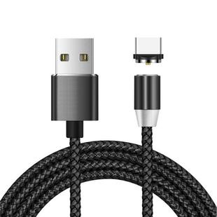 USB to USB-C / Type-C Magnetic Metal Connector Nylon Two-color Braided Magnetic Data Cable, Cable Length: 1m(Black)