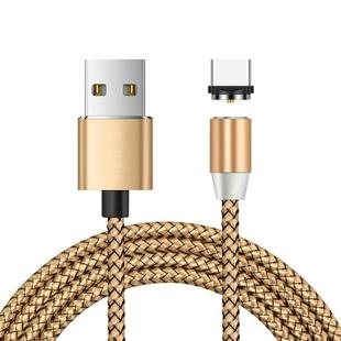 USB to USB-C / Type-C Magnetic Metal Connector Nylon Two-color Braided Magnetic Data Cable, Cable Length: 1m(Gold)