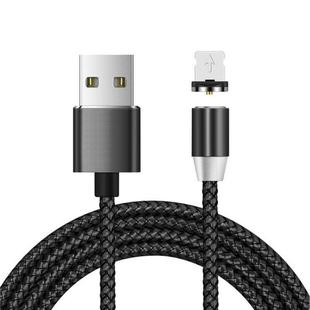 USB to 8 Pin Magnetic Metal Connector Nylon Two-color Braided Magnetic Data Cable, Cable Length: 1m(Black)