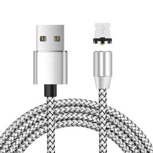 USB to 8 Pin Magnetic Metal Connector Nylon Two-color Braided Magnetic Data Cable, Cable Length: 1m(Silver)