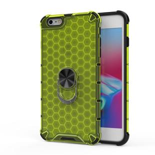 For iPhone 6 Plus & 6s Plus Shockproof Honeycomb PC + TPU Ring Holder Protection Case(Green)