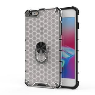 For iPhone 6 Plus & 6s Plus Shockproof Honeycomb PC + TPU Ring Holder Protection Case(White)