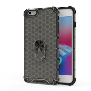 For iPhone 6 & 6S Shockproof Honeycomb PC + TPU Ring Holder Protection Case(Grey)