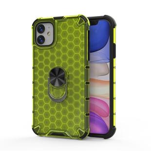For iPhone 11 Shockproof Honeycomb PC + TPU Ring Holder Protection Case(Green)
