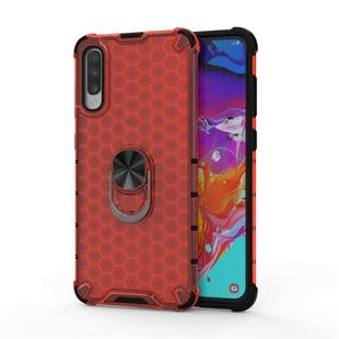 For Huawei Enjoy 10S Shockproof Honeycomb PC + TPU Ring Holder Protection Case(Red)