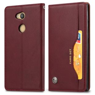Knead Skin Texture Horizontal Flip Leather Case for Sony Xperia L2, with Photo Frame & Holder & Card Slots & Wallet(Wine Red)