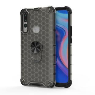 For Huawei Y9 2019 Shockproof Honeycomb PC + TPU Ring Holder Protection Case(Grey)