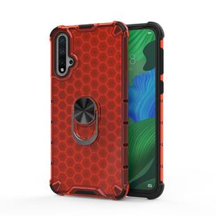 For Huawei Honor 20 Shockproof Honeycomb PC + TPU Ring Holder Protection Case(Red)