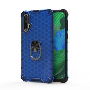 For Huawei NOVA 5T Pro Shockproof Honeycomb PC + TPU Ring Holder Protection Case(Blue)