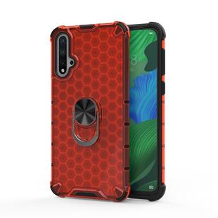 For Huawei Nova 5 Shockproof Honeycomb PC + TPU Ring Holder Protection Case(Red)