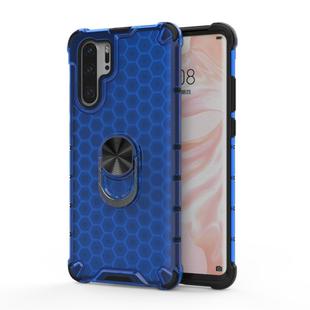 For Huawei P30 Pro Shockproof Honeycomb PC + TPU Ring Holder Protection Case(Blue)