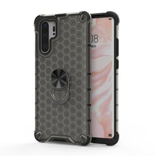 For Huawei P30 Pro Shockproof Honeycomb PC + TPU Ring Holder Protection Case(Grey)