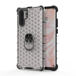 For Huawei P30 Pro Shockproof Honeycomb PC + TPU Ring Holder Protection Case(White)