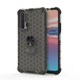 For Huawei Honor 20 Pro Shockproof Honeycomb PC + TPU Ring Holder Protection Case(Grey)