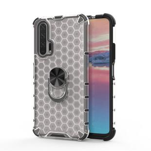 For Huawei Honor 20 Pro Shockproof Honeycomb PC + TPU Ring Holder Protection Case(White)