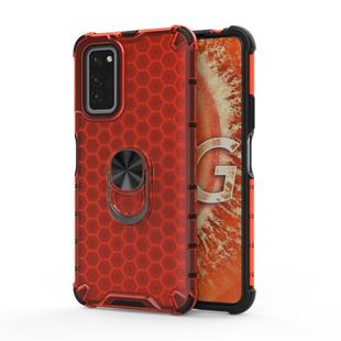 For Huawei Honor V30 / V30 Pro Shockproof Honeycomb PC + TPU Ring Holder Protection Case(Red)