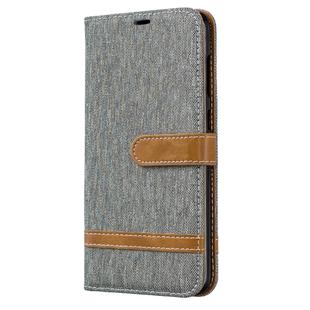 Color Matching Denim Texture Leather Case for Galaxy  A70, with Holder & Card Slots & Wallet & Lanyard(Gray)
